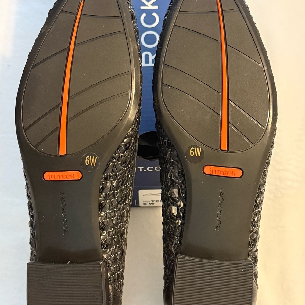 *NWT ROCKPORT Black Woven Leather Flats - Picture 8 of 10